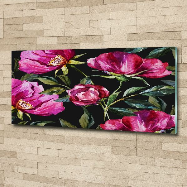 Quadro vetro acrilico Peonie rosa