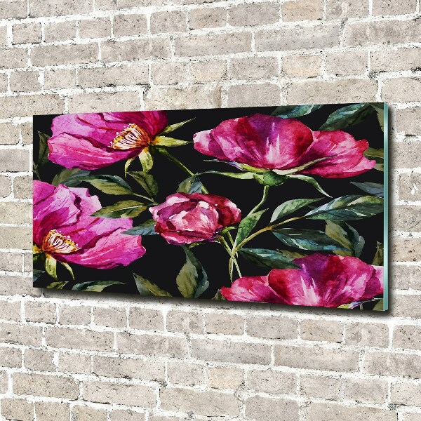 Quadro vetro acrilico Peonie rosa