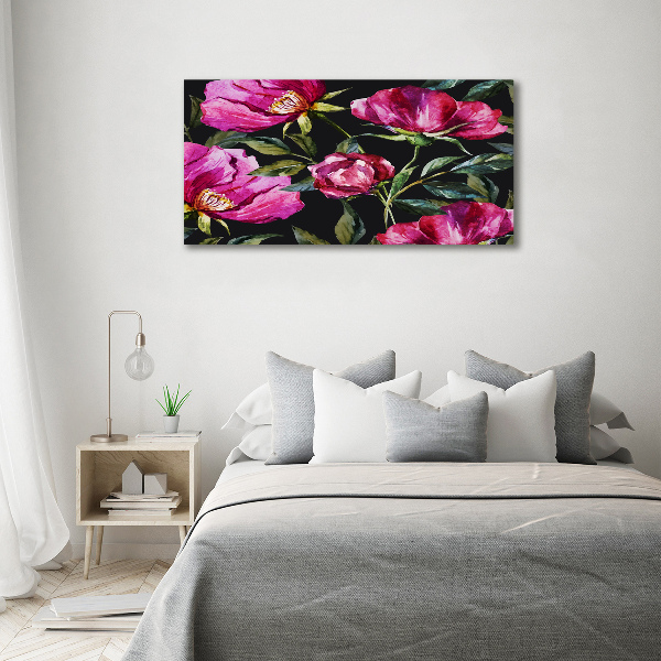 Quadro vetro acrilico Peonie rosa