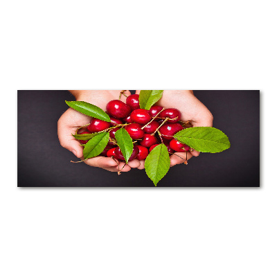 Quadro in vetro acrilico Ciliegie in mano