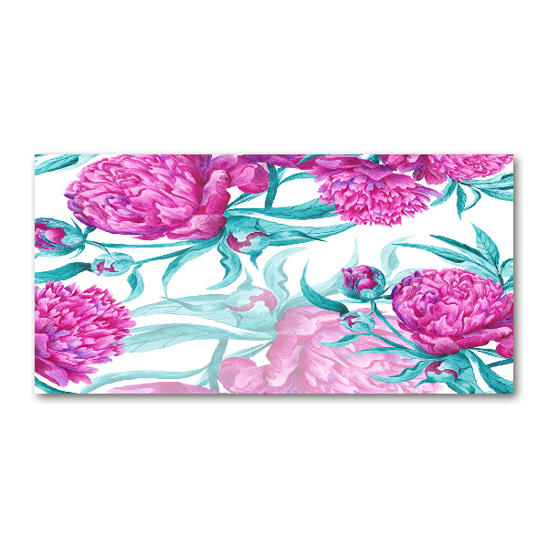 Quadro su vetro acrilico Peonie rosa