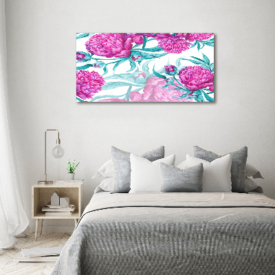 Quadro su vetro acrilico Peonie rosa