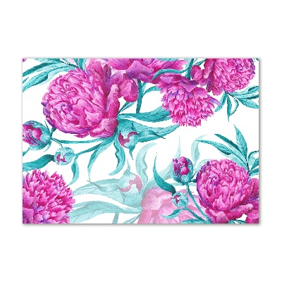 Quadro su vetro acrilico Peonie rosa