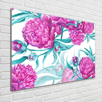 Quadro su vetro acrilico Peonie rosa