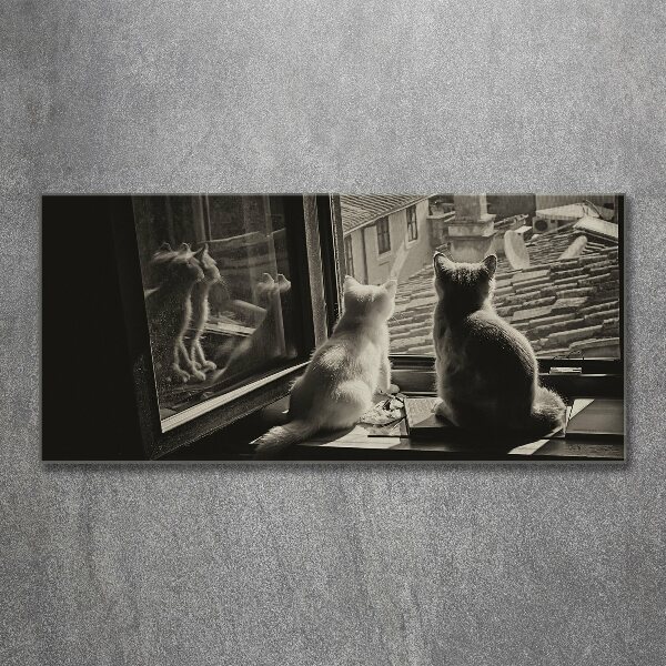 Quadro in vetro acrilico Gatti alla finestra