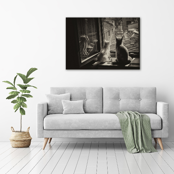 Quadro in vetro acrilico Gatti alla finestra