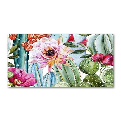 Quadro su vetro acrilico Cactus e fiori