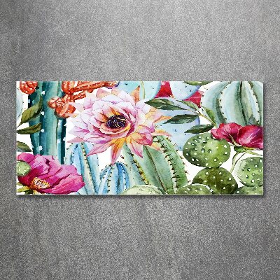 Quadro su vetro acrilico Cactus e fiori