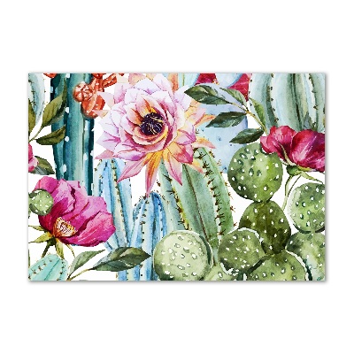 Quadro su vetro acrilico Cactus e fiori