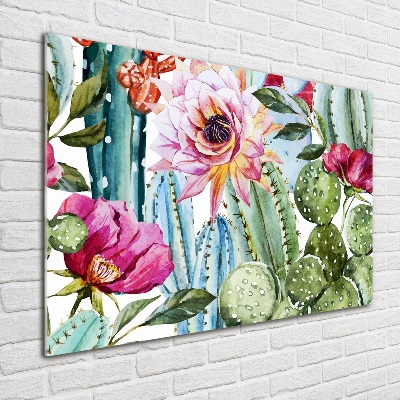 Quadro su vetro acrilico Cactus e fiori