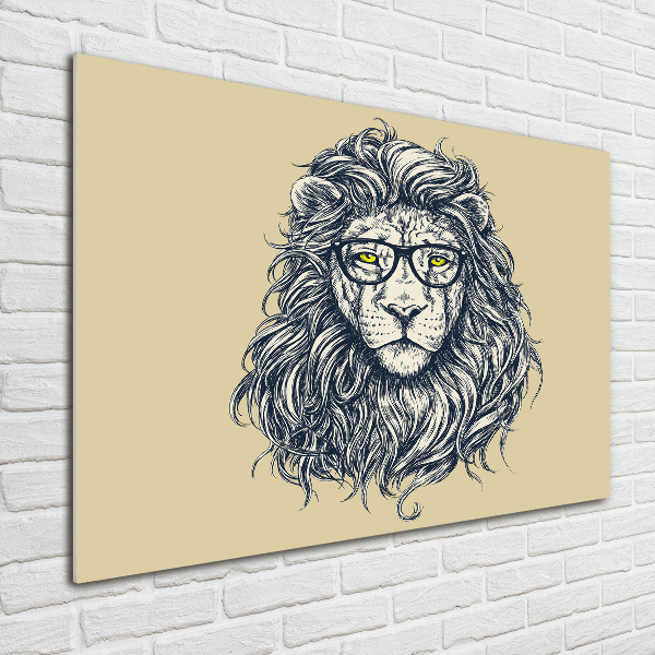 Quadro in vetro acrilico Leone in stile hipster