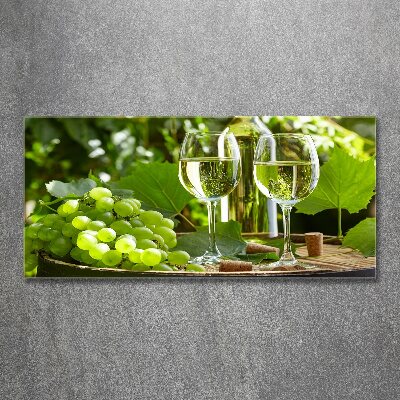 Quadro in vetro acrilico Vino bianco e frutta