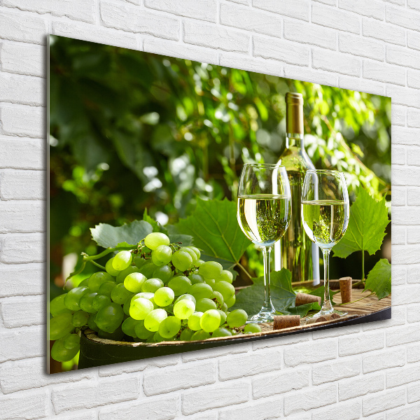 Quadro in vetro acrilico Vino bianco e frutta