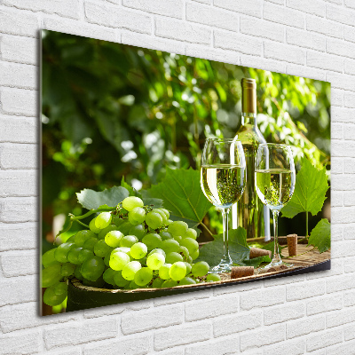 Quadro in vetro acrilico Vino bianco e frutta
