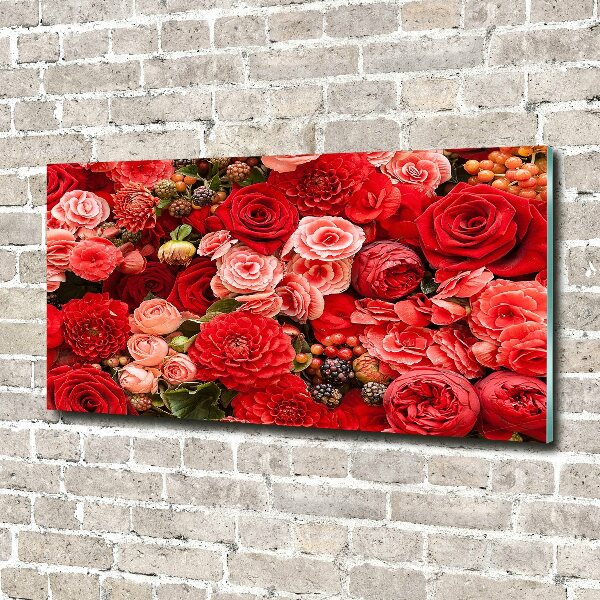 Quadro vetro acrilico Fiori rossi