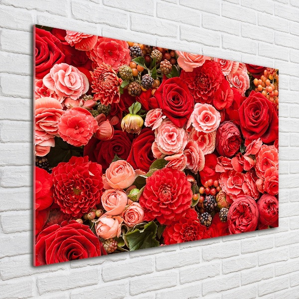 Quadro vetro acrilico Fiori rossi