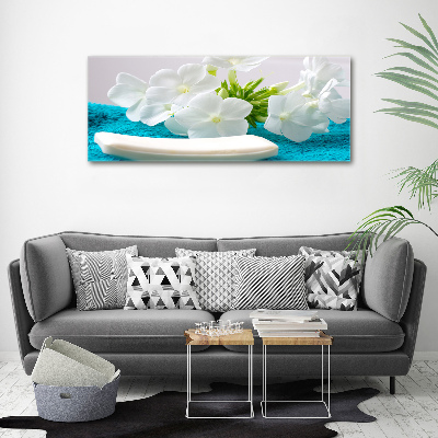 Quadro su vetro acrilico Fiori bianchi da spa