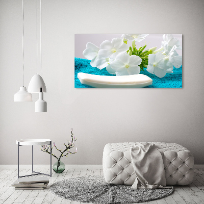 Quadro su vetro acrilico Fiori bianchi da spa