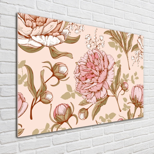 Quadro su vetro acrilico Peonie