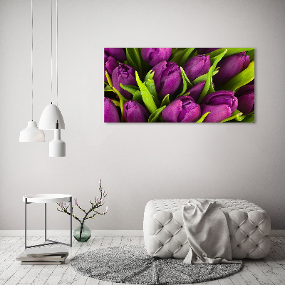 Quadro su vetro acrilico Tulipani viola