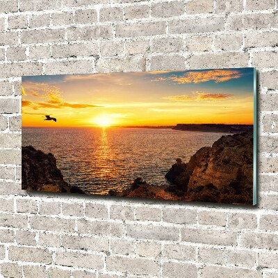Quadro in vetro acrilico Mare al tramonto
