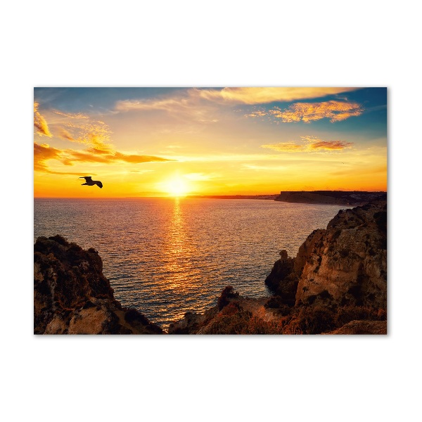 Quadro in vetro acrilico Mare al tramonto