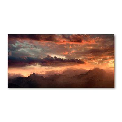 Quadro vetro acrilico Tramonto sulle montagne