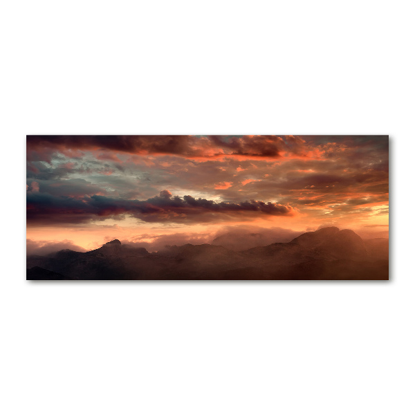 Quadro vetro acrilico Tramonto sulle montagne