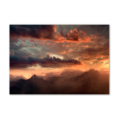 Quadro vetro acrilico Tramonto sulle montagne