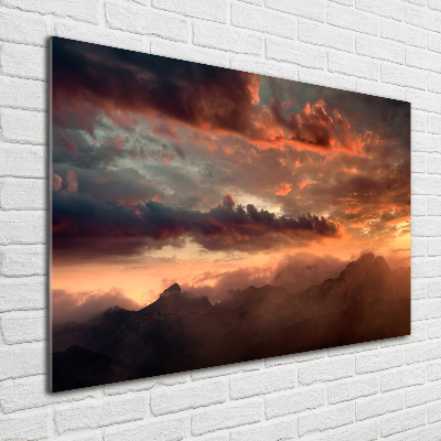 Quadro vetro acrilico Tramonto sulle montagne