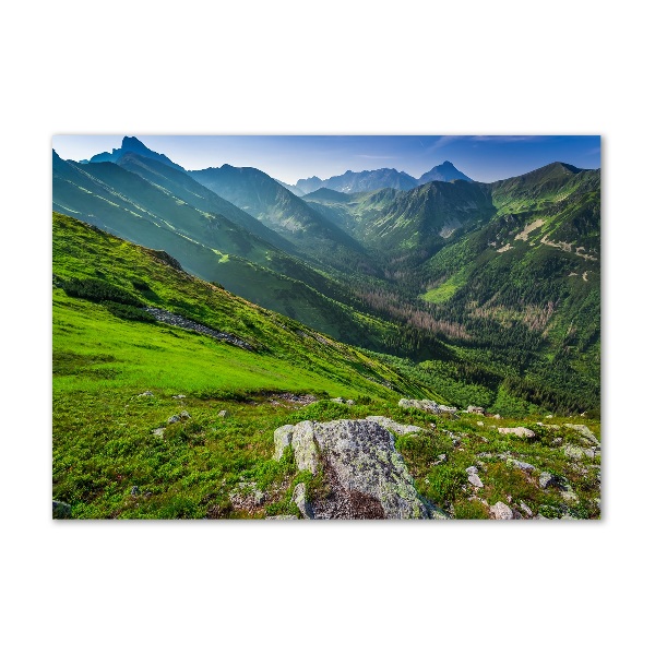 Quadro in vetro acrilico L'alba in montagna