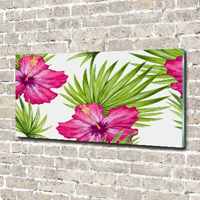 Quadro in vetro acrilico Fiori hawaiani