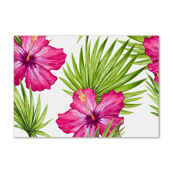 Quadro in vetro acrilico Fiori hawaiani