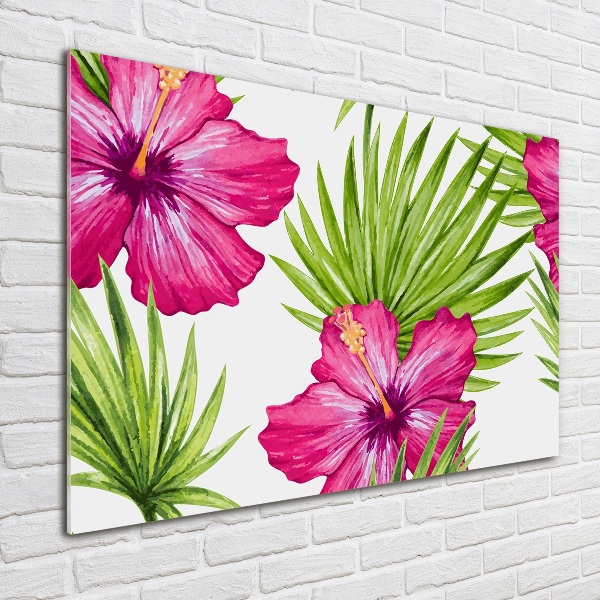 Quadro in vetro acrilico Fiori hawaiani