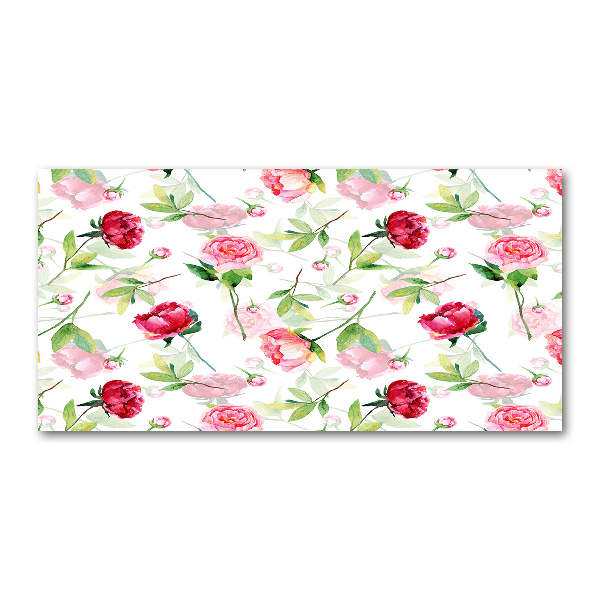 Quadro in vetro acrilico Peonie rosa