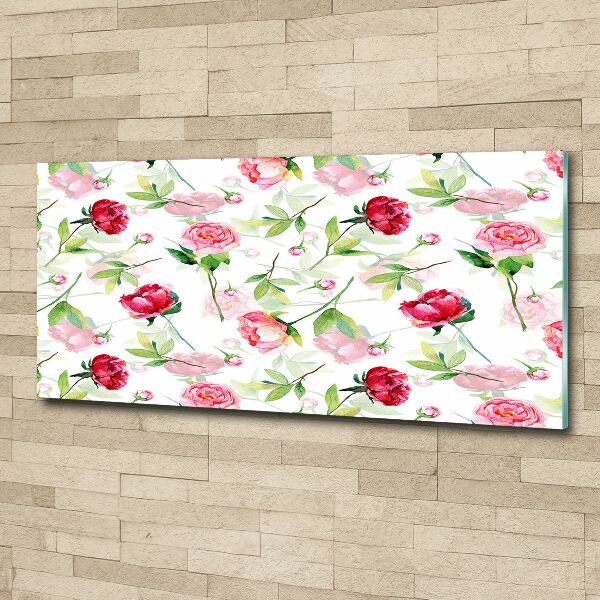 Quadro in vetro acrilico Peonie rosa