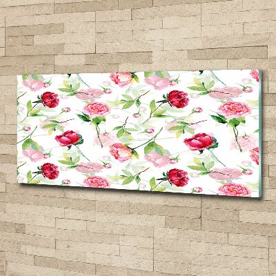 Quadro in vetro acrilico Peonie rosa
