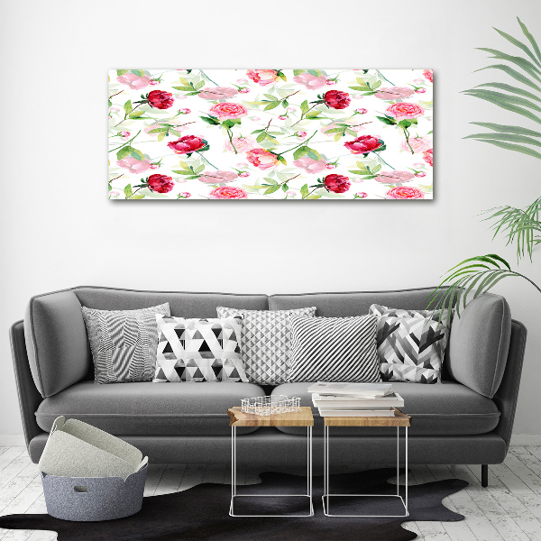 Quadro in vetro acrilico Peonie rosa