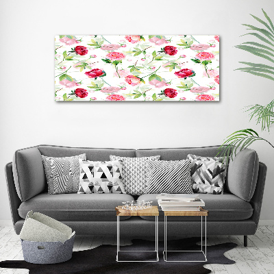 Quadro in vetro acrilico Peonie rosa