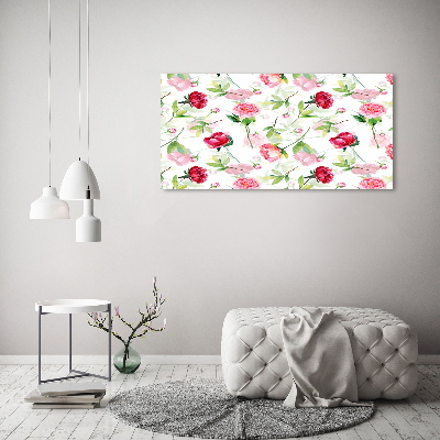 Quadro in vetro acrilico Peonie rosa