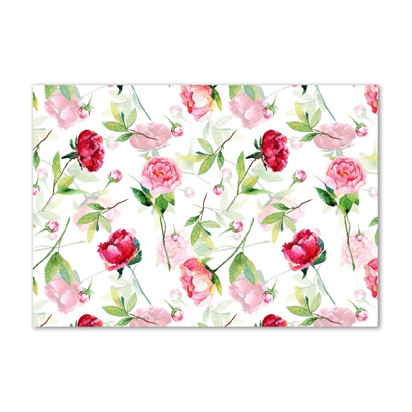 Quadro in vetro acrilico Peonie rosa