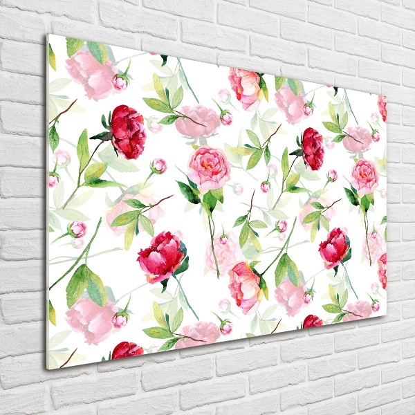 Quadro in vetro acrilico Peonie rosa