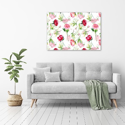 Quadro in vetro acrilico Peonie rosa