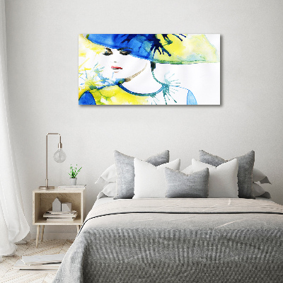 Quadro vetro acrilico Donna con il cappello