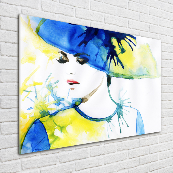 Quadro vetro acrilico Donna con il cappello