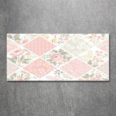 Quadro in vetro acrilico Motivo con rose e farfalle