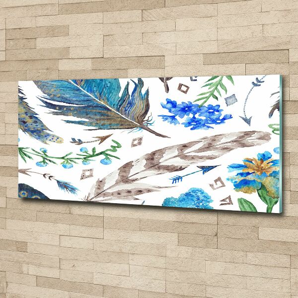 Quadro vetro acrilico Piume e fiori