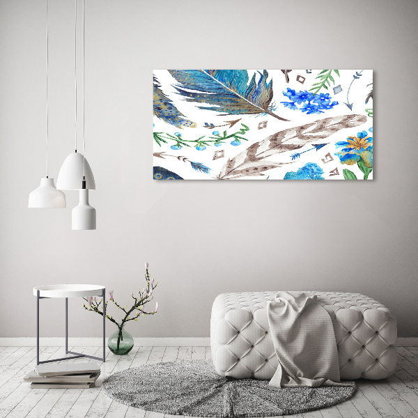Quadro vetro acrilico Piume e fiori