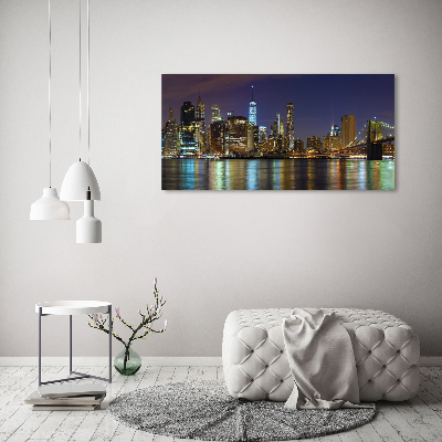 Quadro su vetro acrilico Manhattan di notte
