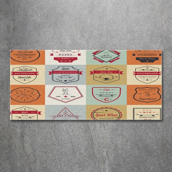 Quadro in vetro acrilico Segnali per skateboard